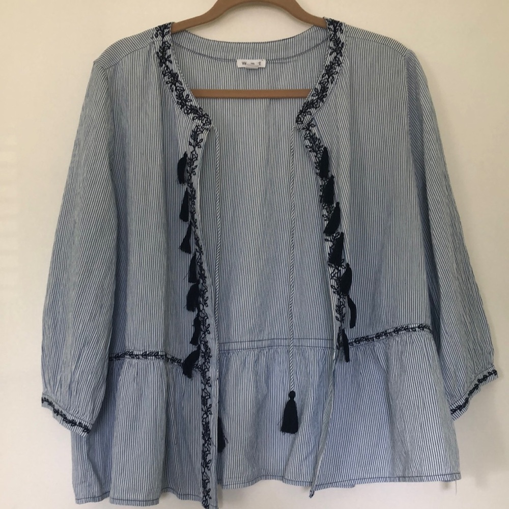 Wesport Embroidered Tassel Detail Top Sz L